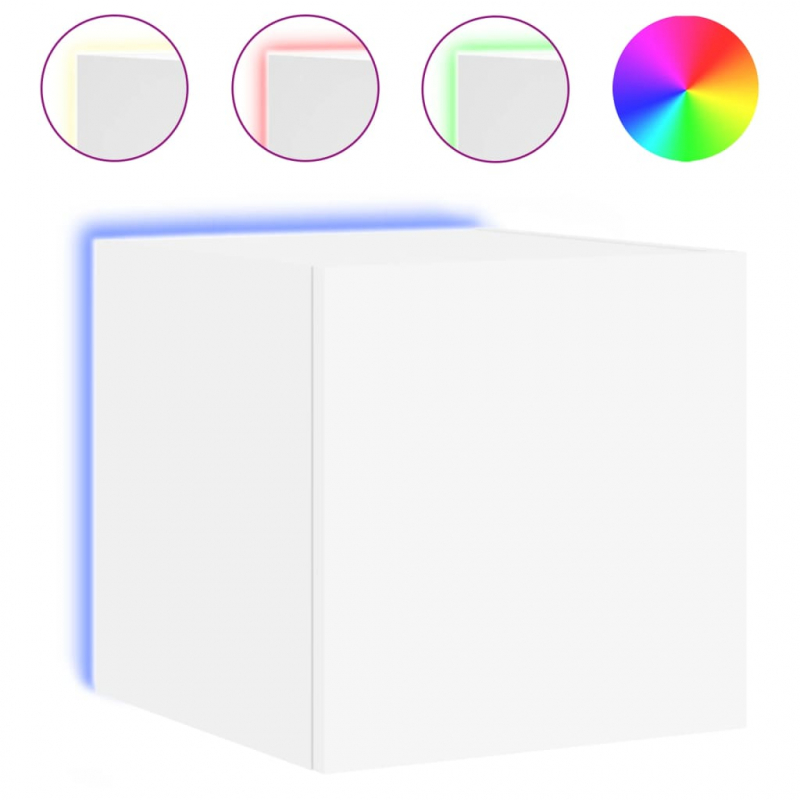 TV-Wandschränke mit LED-Leuchten 2 Stk. Weiß 30,5x35x30 cm