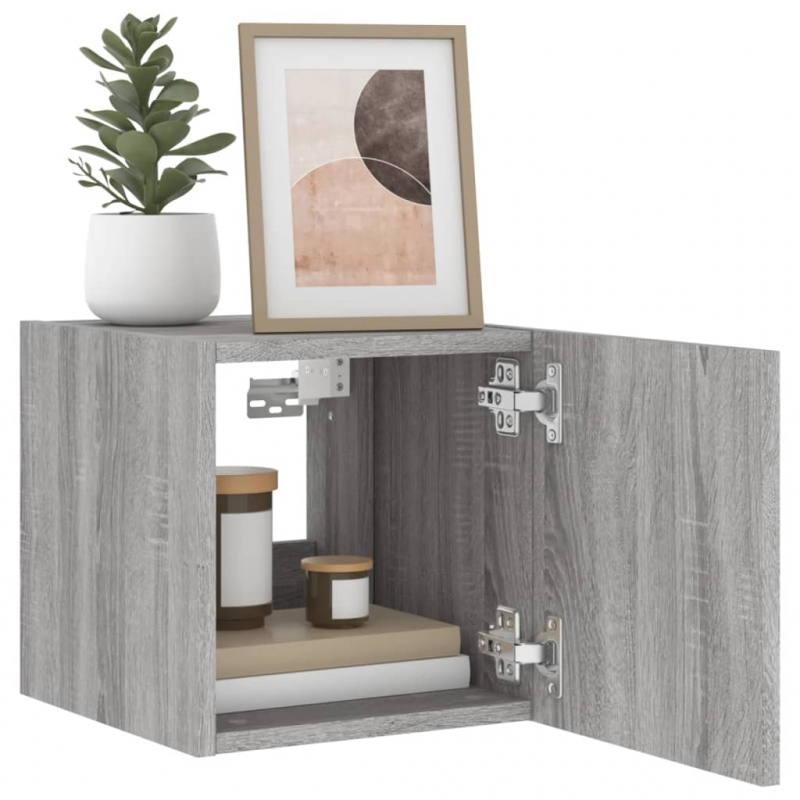 TV-Wandschrank mit LED-Leuchten Grau Sonoma 30,5x35x30 cm