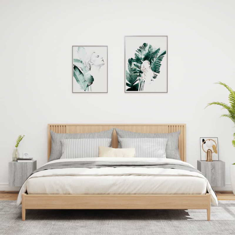 TV-Wandschränke mit LED-Leuchten 2Stk. Grau Sonoma 30,5x35x30cm