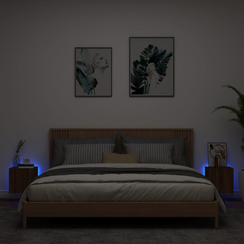 TV-Wandschränke mit LED-Leuchten 2 Stk. Braun Eichen-Optik