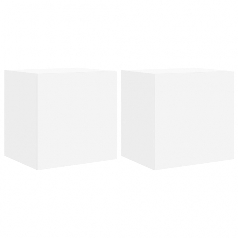 TV-Wandschränke mit LED-Leuchten 2 Stk. Weiß 40,5x35x40 cm