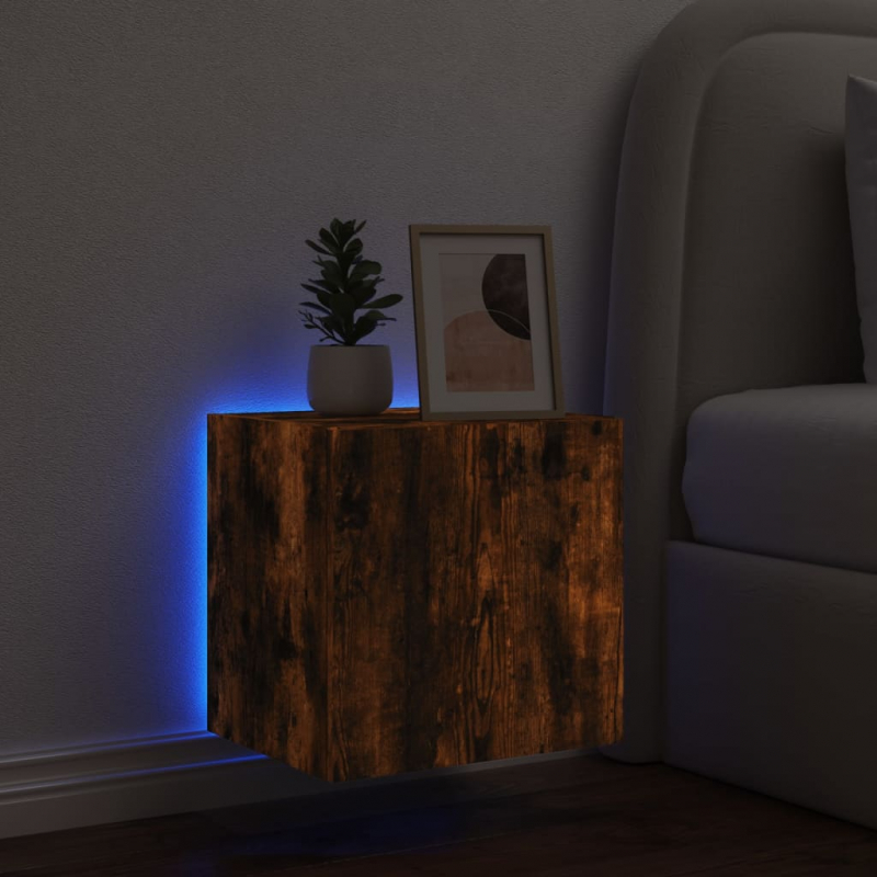 TV-Wandschrank mit LED-Leuchten Räuchereiche 40,5x35x40 cm