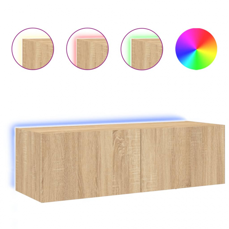 TV-Wandschrank mit LED-Leuchten Sonoma-Eiche 100x35x31 cm