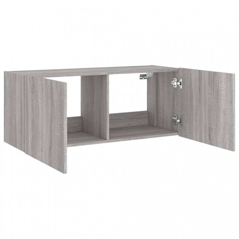 TV-Wandschrank mit LED-Leuchten Grau Sonoma 100x35x41 cm