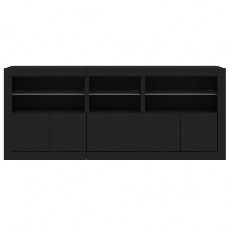 Sideboard mit LED-Leuchten Schwarz 162x37x67 cm