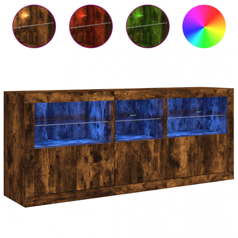 Sideboard mit LED-Leuchten Räuchereiche 162x37x67 cm