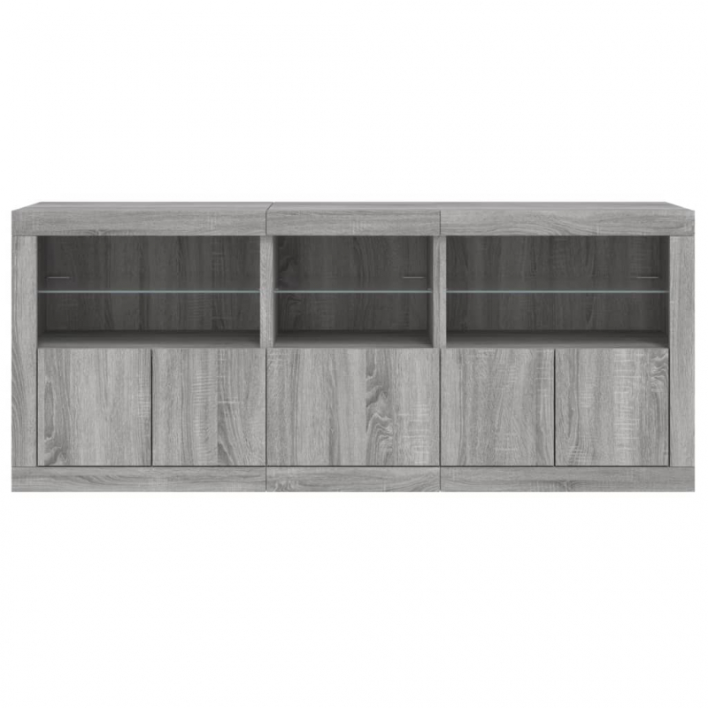 Sideboard mit LED-Leuchten Grau Sonoma 162x37x67 cm