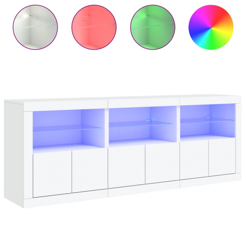 Sideboard mit LED-Leuchten Weiß 181,5x37x67 cm