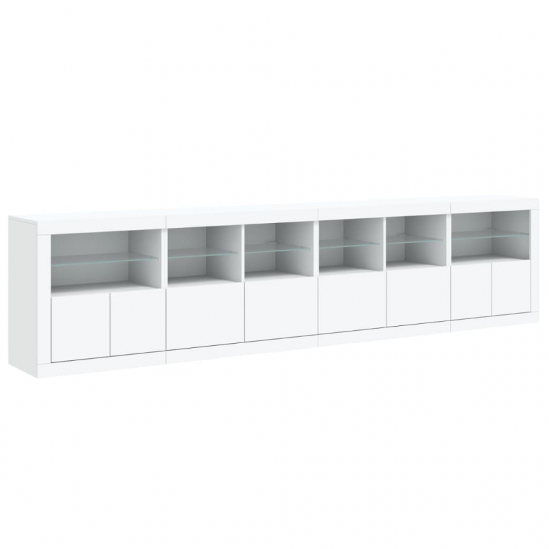 Sideboard mit LED-Leuchten Weiß 283x37x67 cm