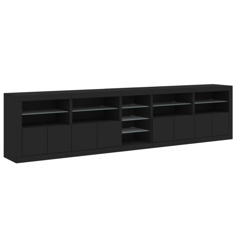 Sideboard mit LED-Leuchten Schwarz 283x37x67 cm