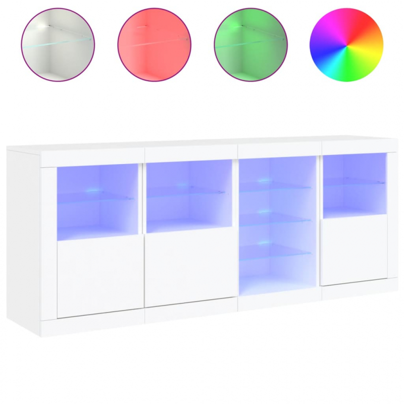 Sideboard mit LED-Leuchten Weiß 164x37x67 cm