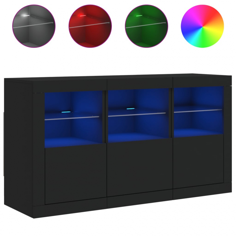 Sideboard mit LED-Leuchten Schwarz 123x37x67 cm