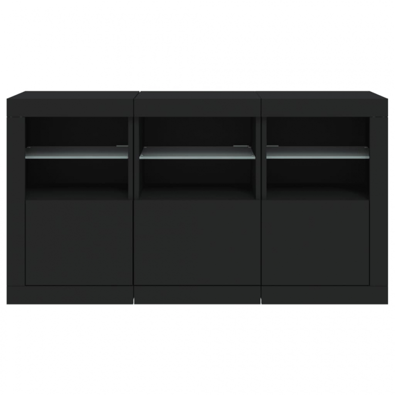 Sideboard mit LED-Leuchten Schwarz 123x37x67 cm