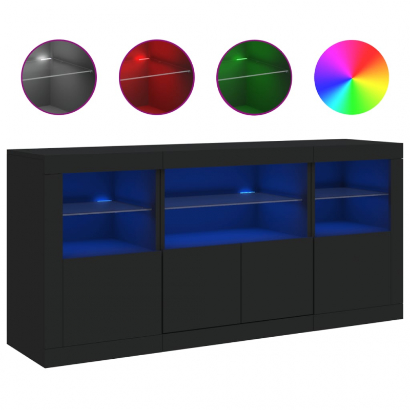 Sideboard mit LED-Leuchten Schwarz 142,5x37x67 cm
