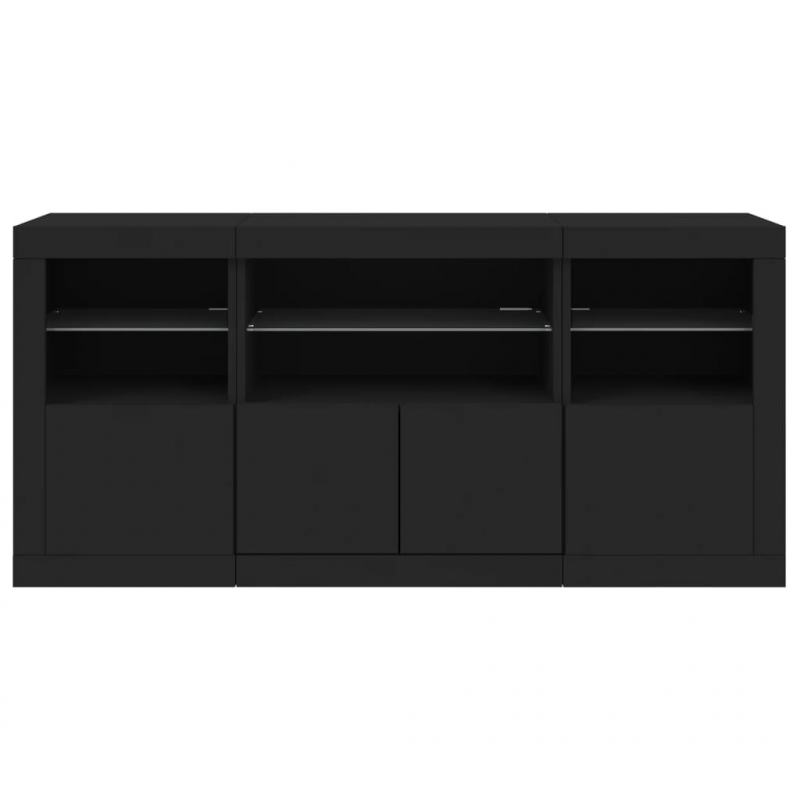 Sideboard mit LED-Leuchten Schwarz 142,5x37x67 cm