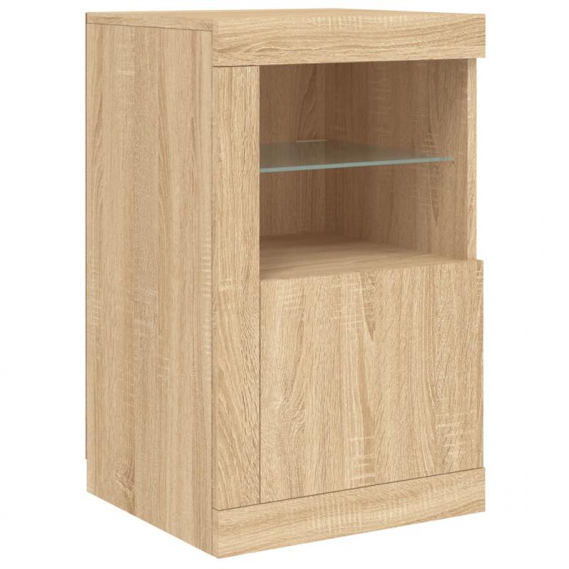 Sideboard mit LED-Leuchten Sonoma-Eiche 142,5x37x67 cm