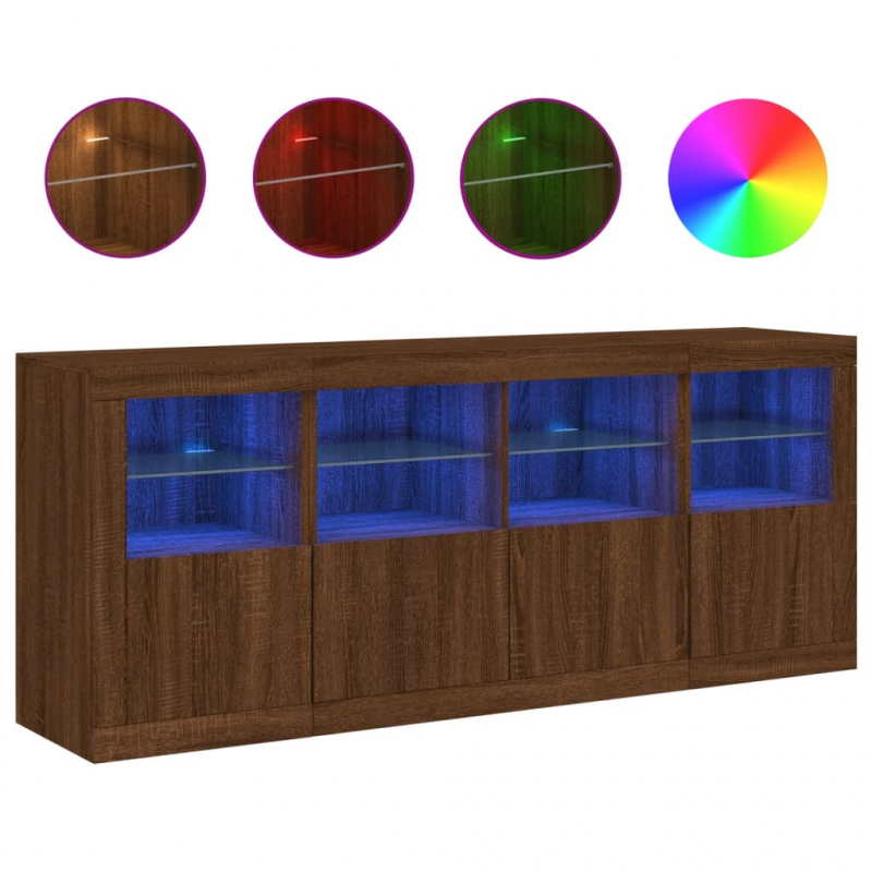 Sideboard mit LED-Leuchten Braun Eichen-Optik 163x37x67 cm
