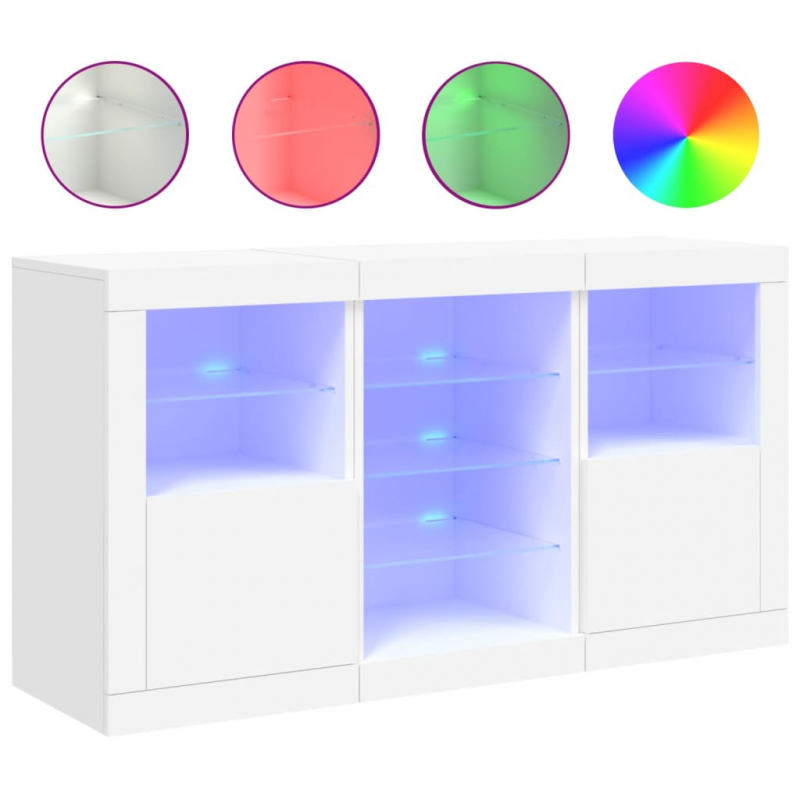Sideboard mit LED-Leuchten Weiß 123x37x67 cm