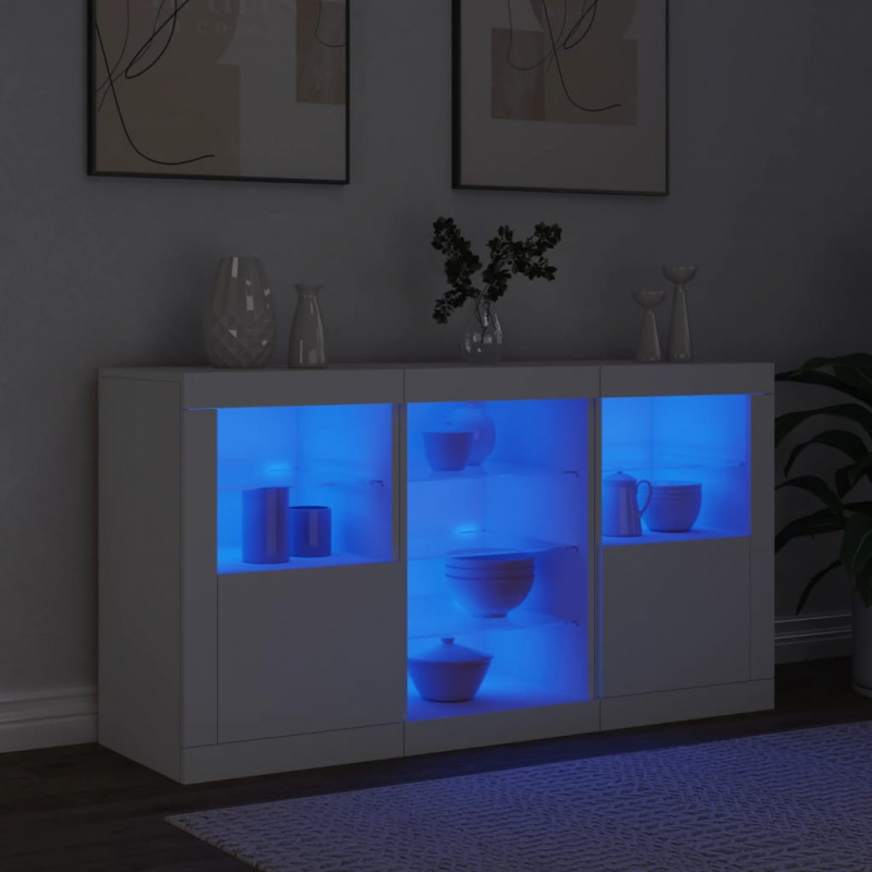 Sideboard mit LED-Leuchten Weiß 123x37x67 cm