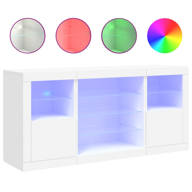 Sideboard mit LED-Leuchten Weiß 142,5x37x67 cm