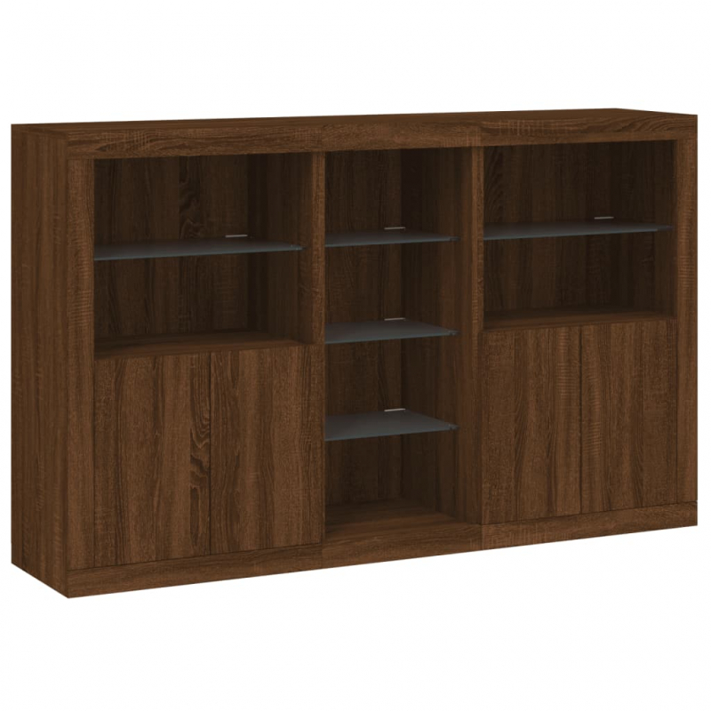 Sideboard mit LED-Leuchten Braun Eichen-Optik 162x37x100 cm