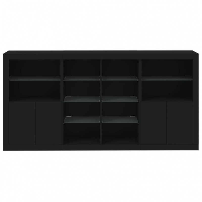 Sideboard mit LED-Leuchten Schwarz 202x37x100 cm