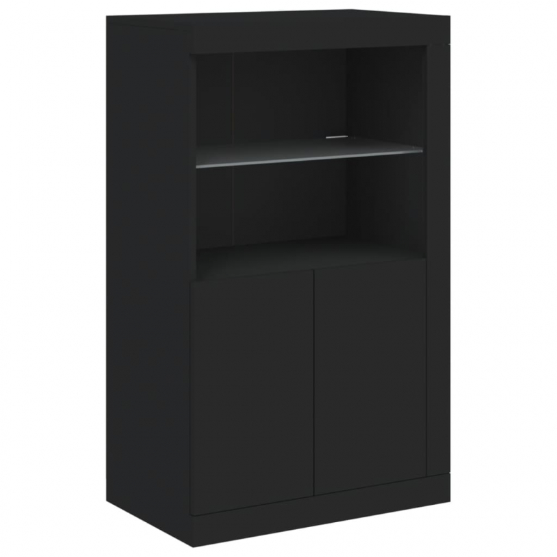 Sideboard mit LED-Leuchten Schwarz 202x37x100 cm