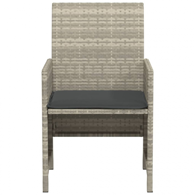 3-tlg. Bistro-Set mit Kissen Hellgrau Poly Rattan