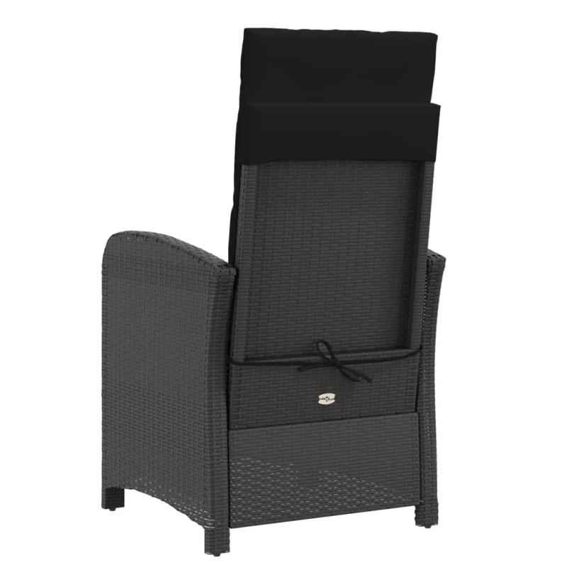 3-tlg. Bistro-Set mit Kissen Schwarz Poly Rattan