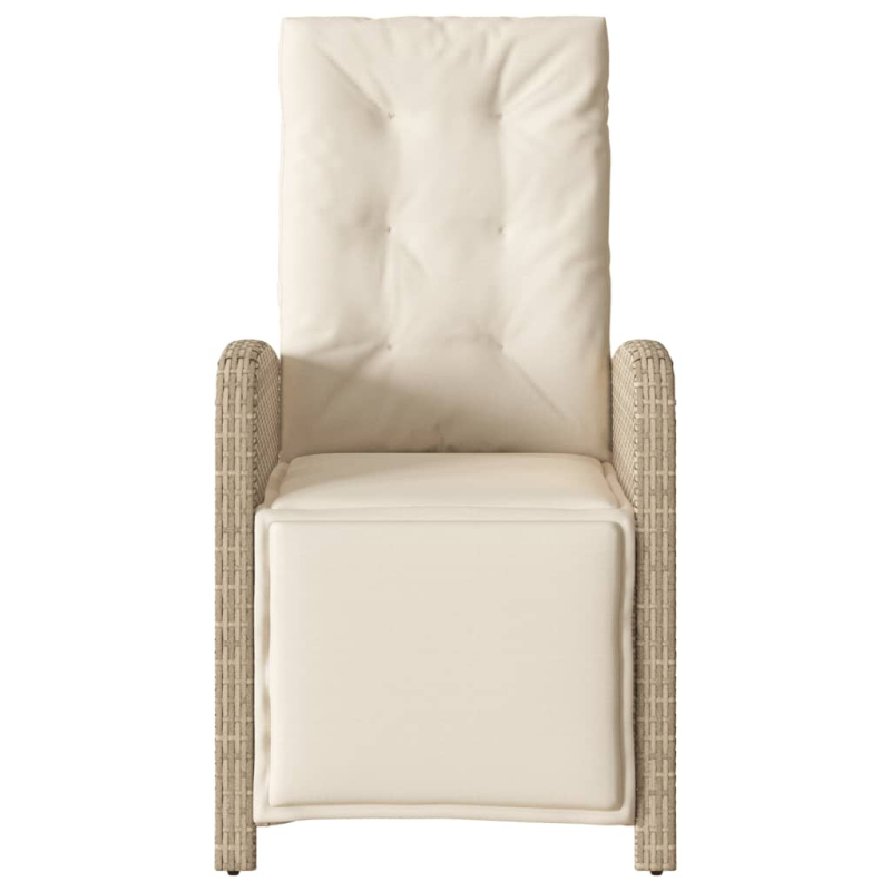 Gartensessel mit Fußteil Verstellbar Beige Poly Rattan
