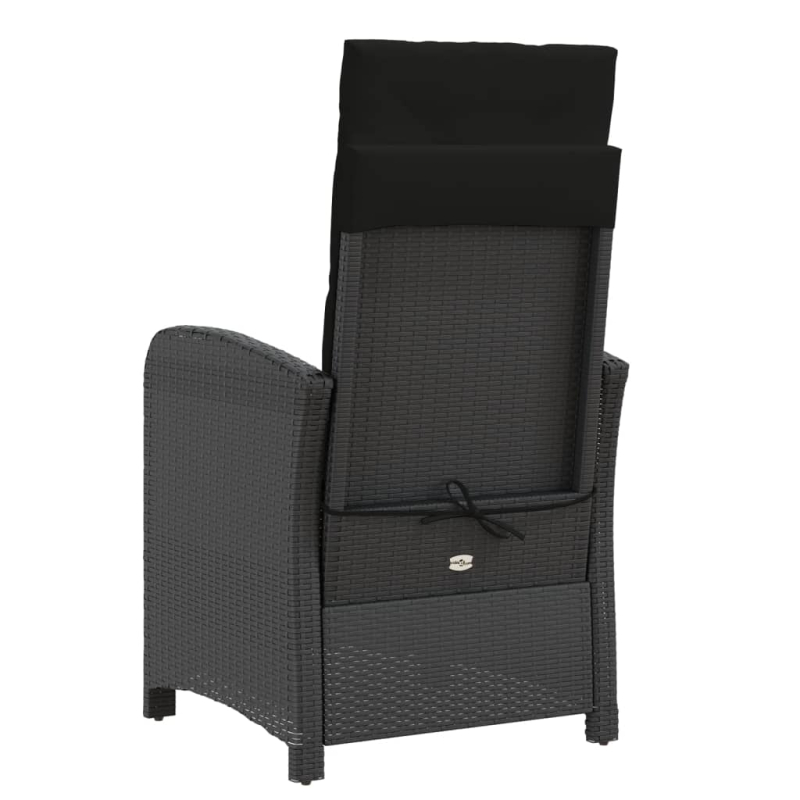 3-tlg. Bistro-Set mit Kissen Schwarz Poly Rattan
