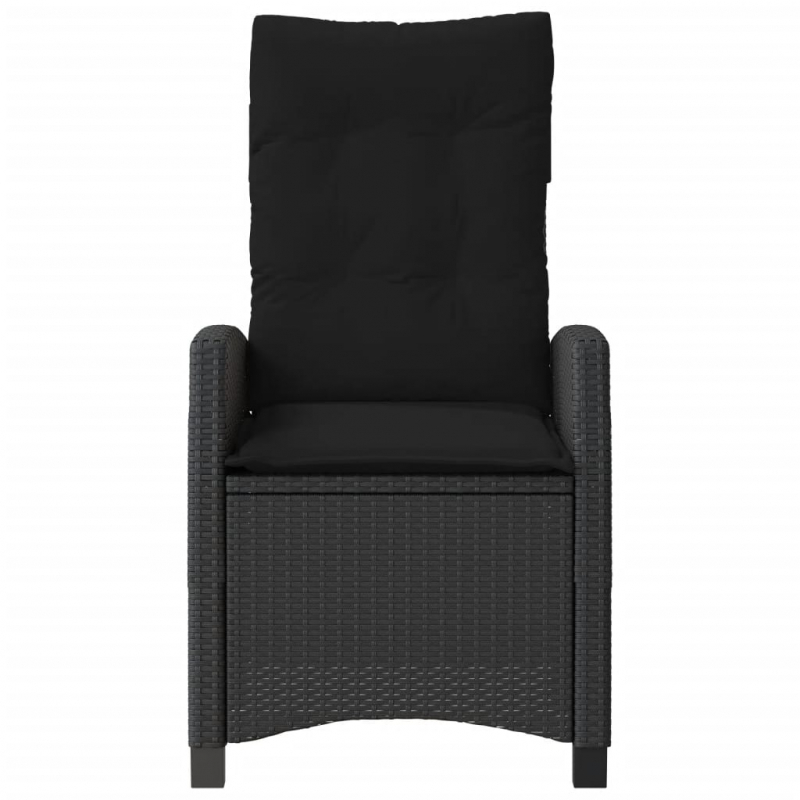 Gartensessel mit Kissen 2 Stk. Verstellbar Schwarz Poly Rattan