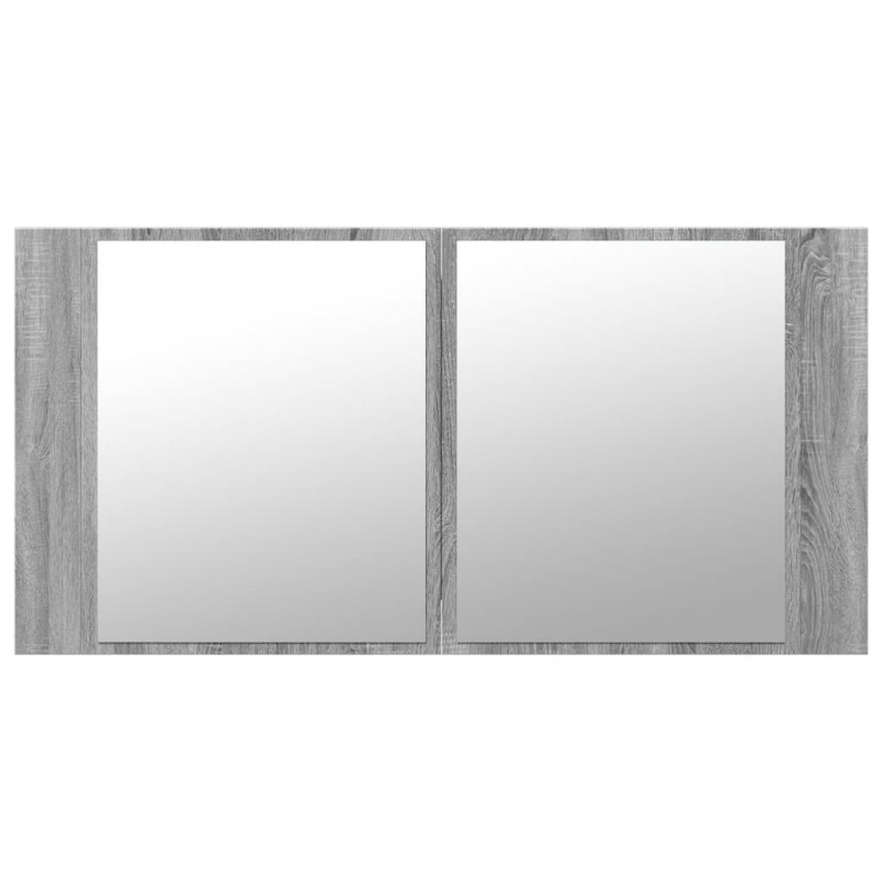 LED-Spiegelschrank Grau Sonoma 90x12x45 cm Acryl