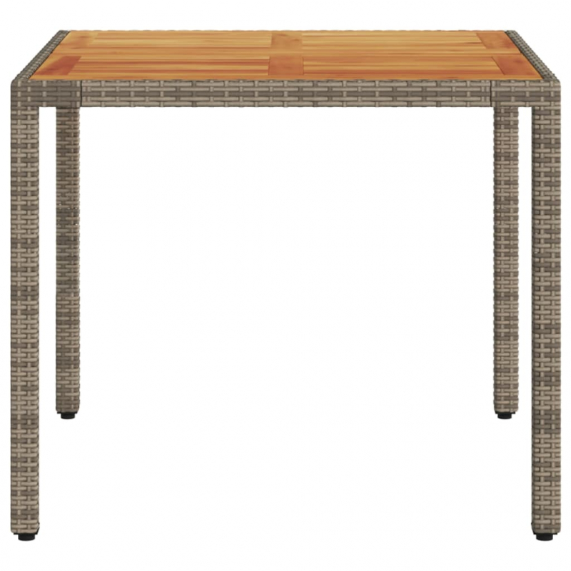 Gartentisch mit Akazienholz-Platte Grau 90x90x75 cm Poly Rattan