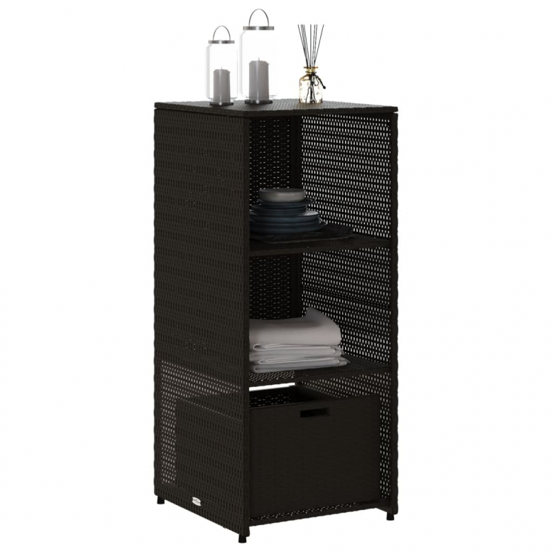 Gartenschrank Schwarz 50x55x115 cm Poly Rattan