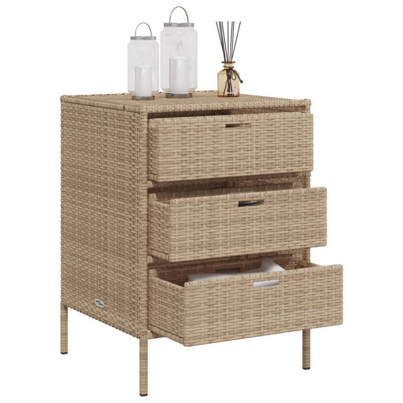 Gartenschrank Beige 55x59x80 cm Poly Rattan