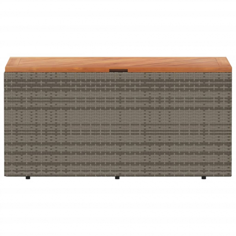 Gartentruhe Grau 110x50x54 cm Poly Rattan Akazienholz