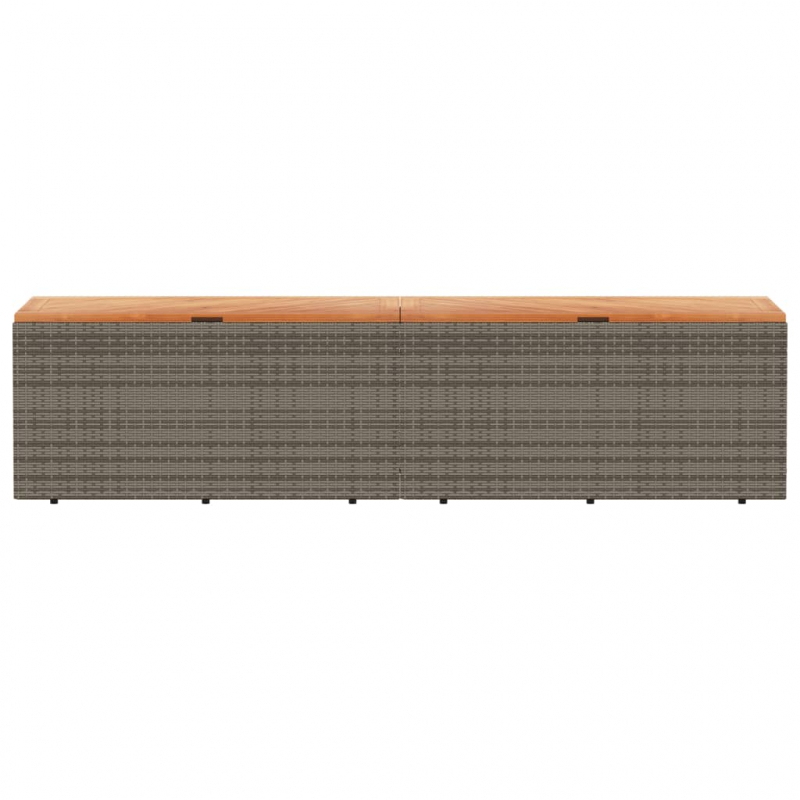 Gartentruhe Grau 220x50x54 cm Poly Rattan Akazienholz