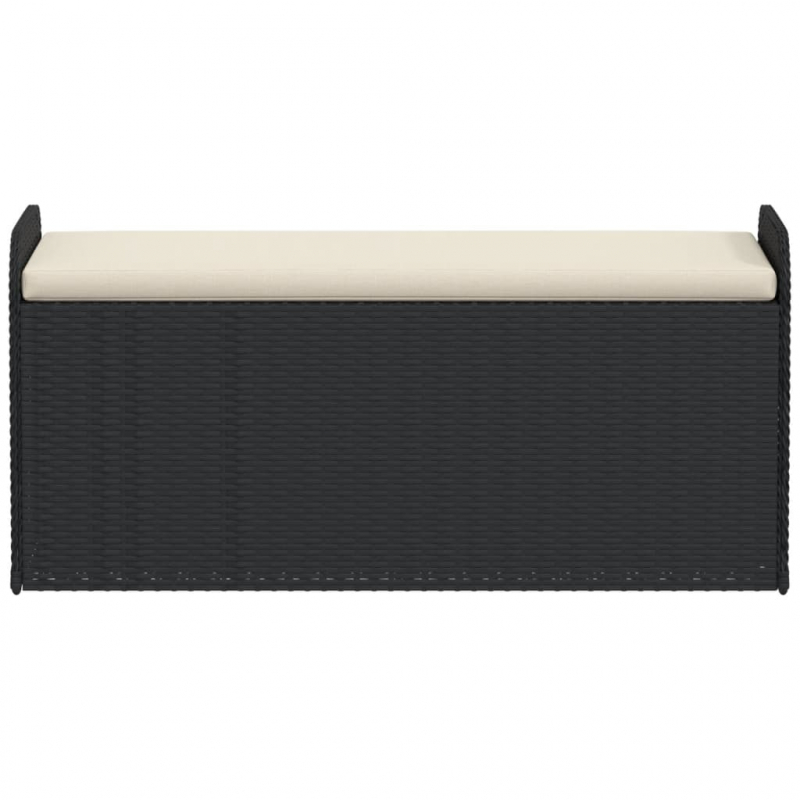 Sitzbank mit Stauraum & Kissen Schwarz 115x51x52 cm Poly Rattan