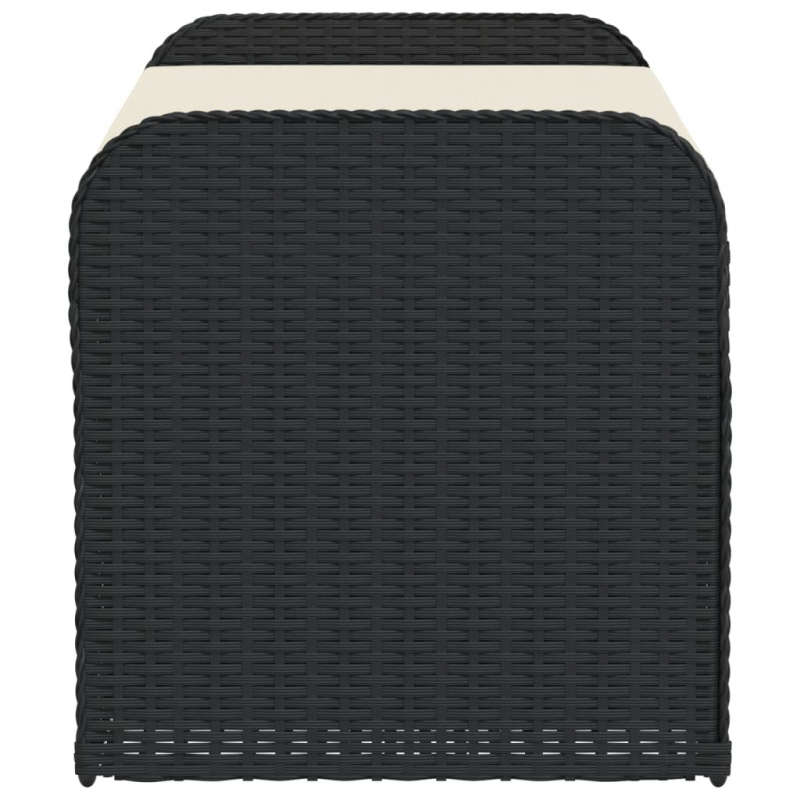 Sitzbank mit Stauraum & Kissen Schwarz 115x51x52 cm Poly Rattan