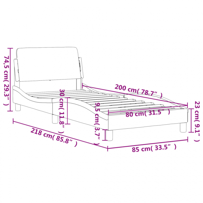 Bettgestell mit Kopfteil Braun 80x200 cm Kunstleder
