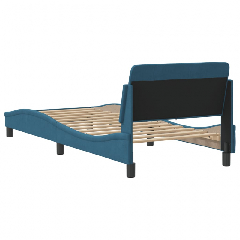 Bettgestell mit Kopfteil Blau 90x200 cm Samt