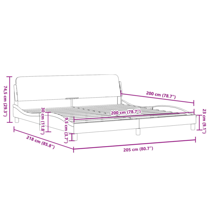 Bettgestell mit Kopfteil Cappuccino-Braun 200x200 cm Kunstleder