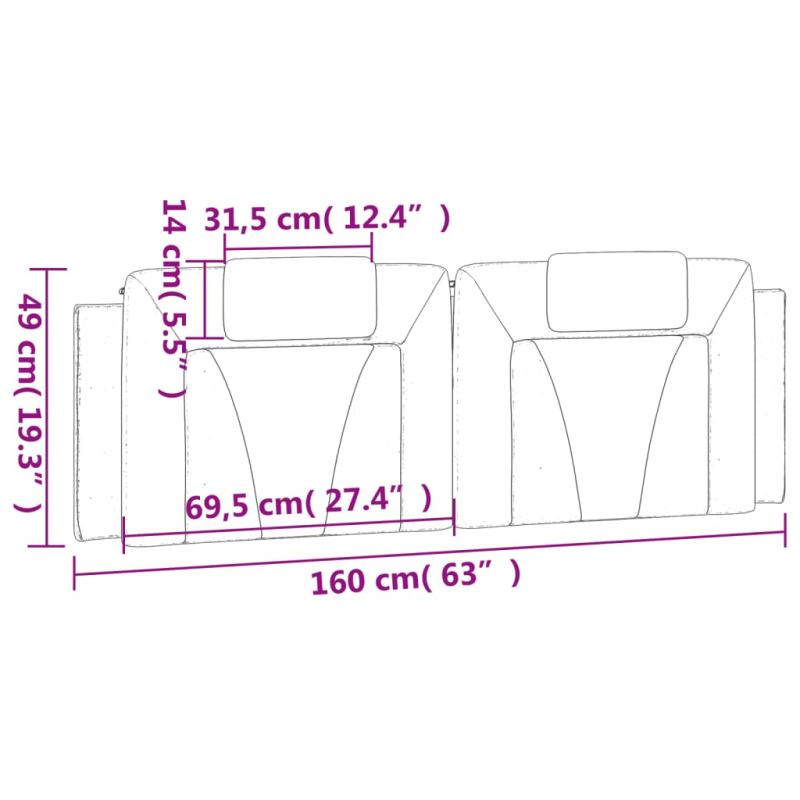 Kopfteil-Kissen Grau 160 cm Kunstleder