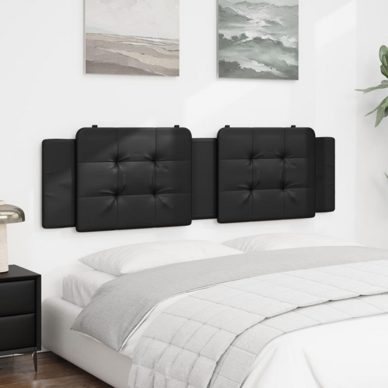 Kopfteil-Kissen Schwarz 180 cm Kunstleder