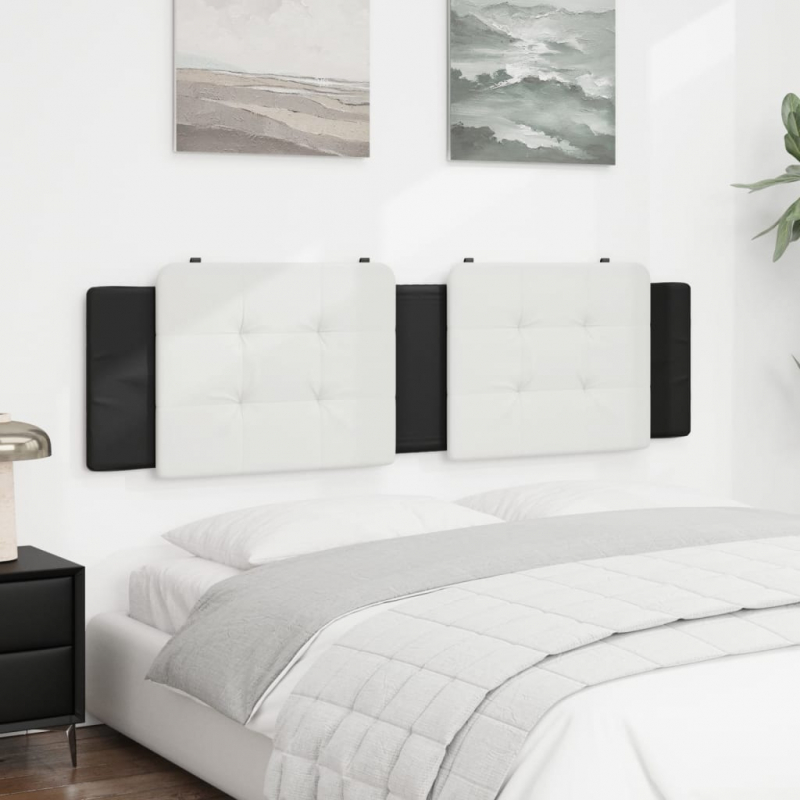 Kopfteil-Kissen Weiß und Schwarz 180 cm Kunstleder