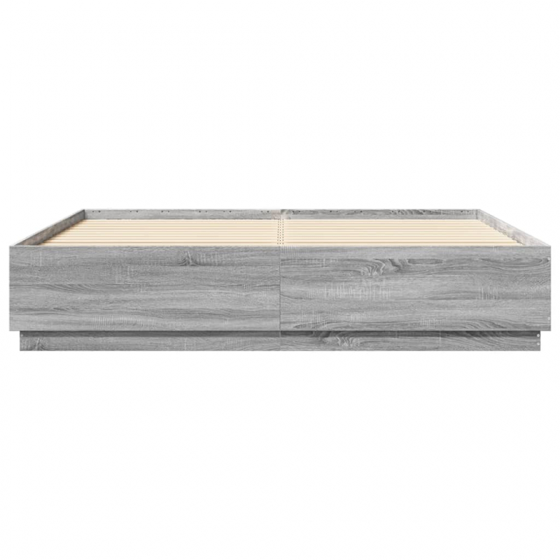 Bettgestell mit LED Grau Sonoma 180x200 cm Holzwerkstoff