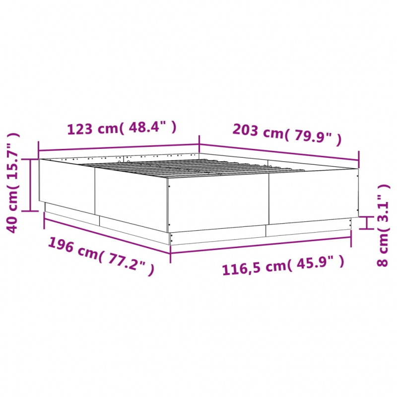 Bettgestell Betongrau 120x200 cm Holzwerkstoff