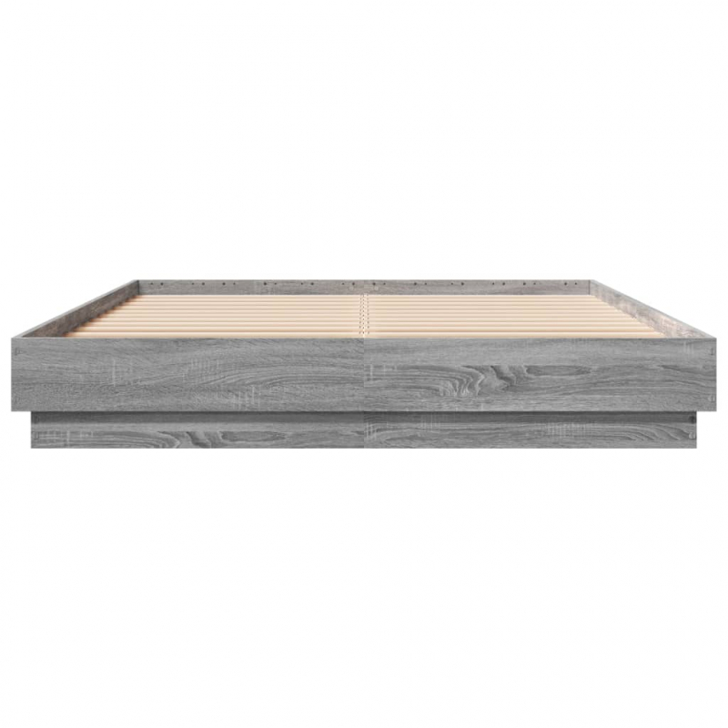 Bettgestell mit LED Grau Sonoma-Eiche 120x200 cm
