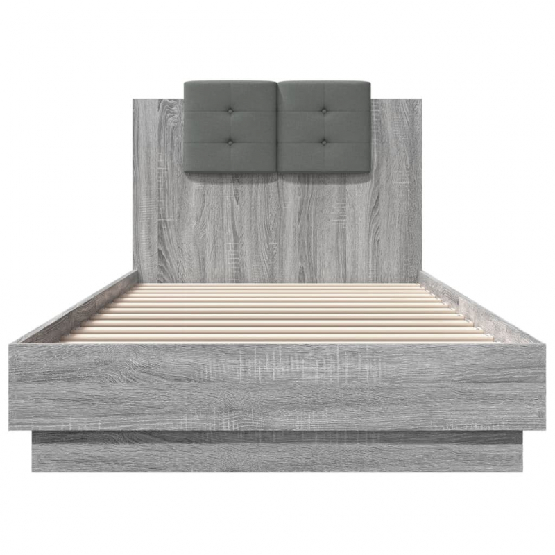 Bettgestell mit Kopfteil Grau Sonoma 100x200 cm Holzwerkstoff